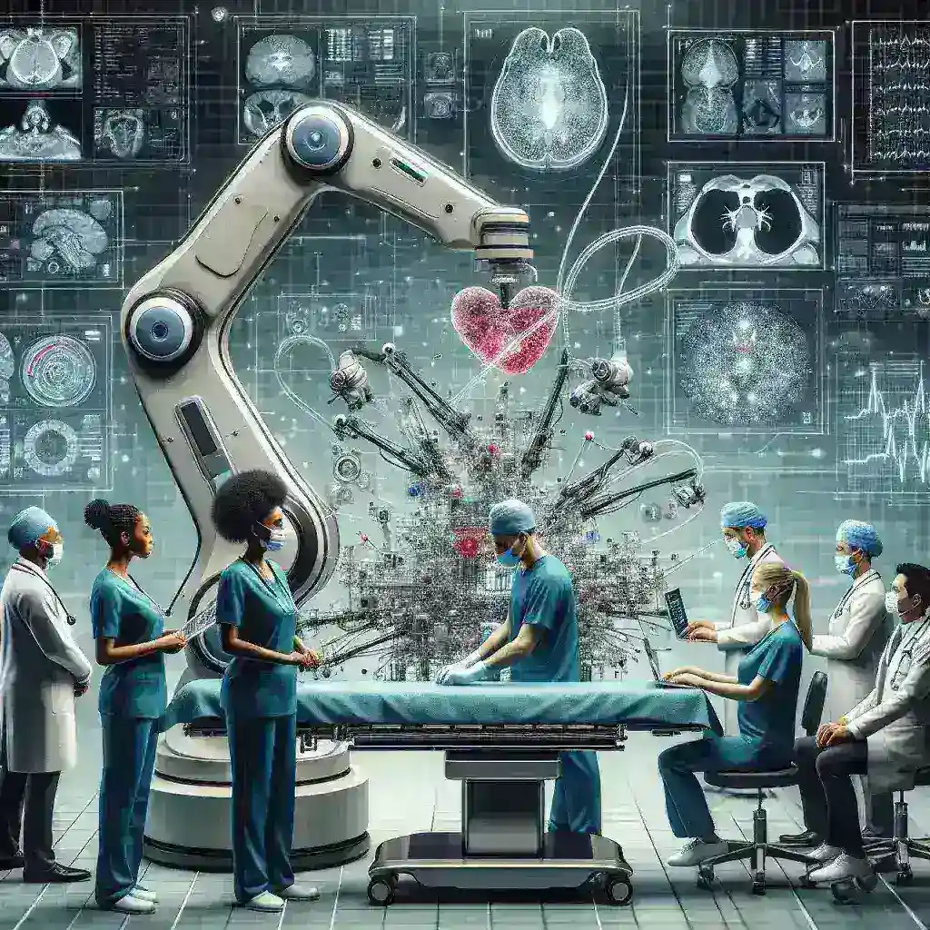 "Hierarchical frameworks illustration for autonomous surgery technology, showcasing integration of robotics, AI, and surgical procedures in healthcare innovation."